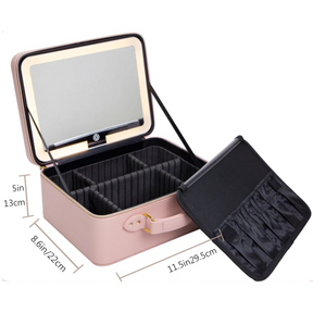 BEAUTY CASE ULTIMATE • Bolsa Com Espelho e Led Para Maquiagem • Premium Mirror Make em Couro